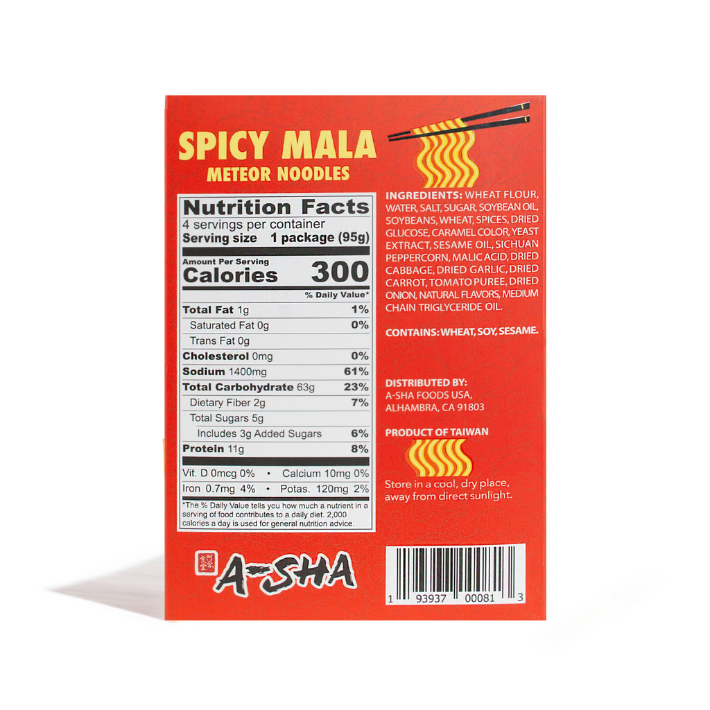 A-Sha Spicy Mala Meteor Noodle Box - Quick Comfort with Big Flavor
