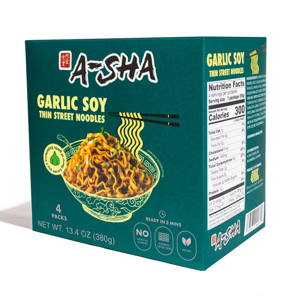 A-Sha Garlic Soy Thin Street Noodle Box - A Flavorful Meal in Minutes