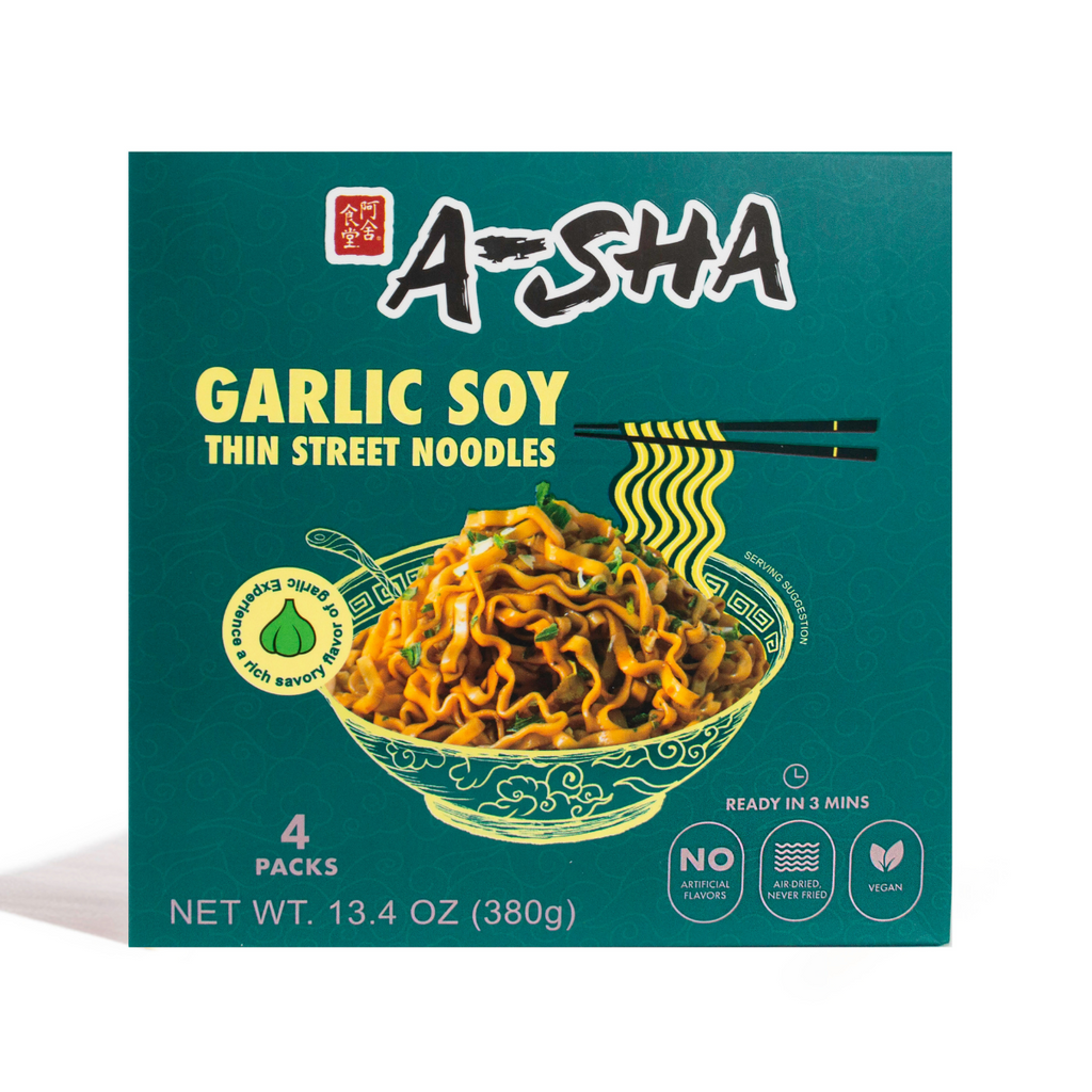 A-Sha Garlic Soy Thin Street Noodle Box - A Flavorful Meal in Minutes