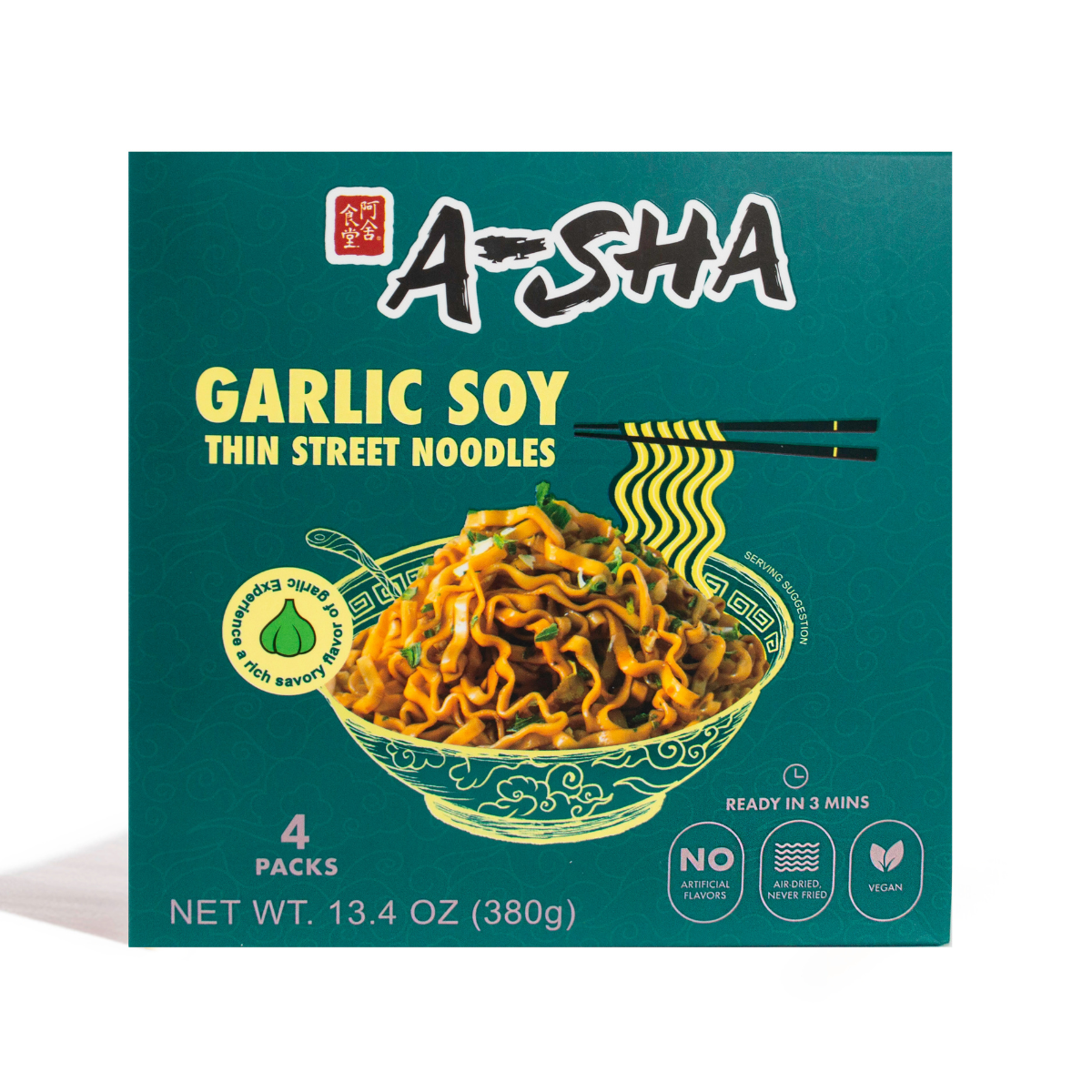 A-Sha Garlic Soy Thin Street Noodle Box - A Flavorful Meal in Minutes