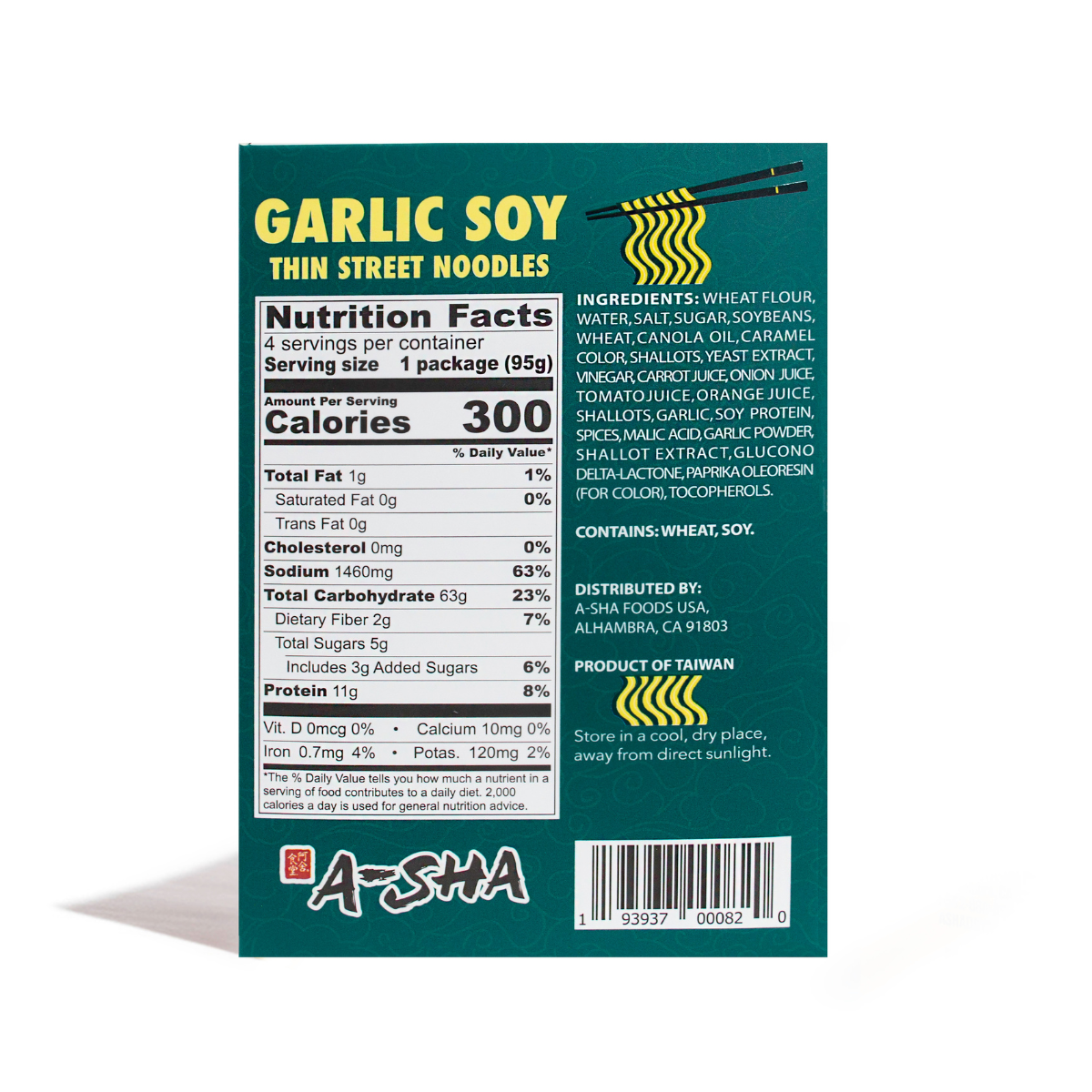A-Sha Garlic Soy Thin Street Noodle Box - A Flavorful Meal in Minutes