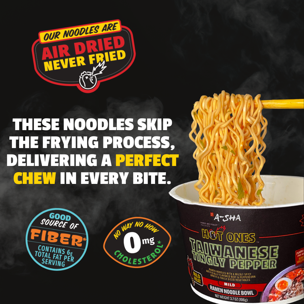 A-Sha x Hot Ones Taiwanese Tingly Pepper Noodles - Bold Taste for Busy Days