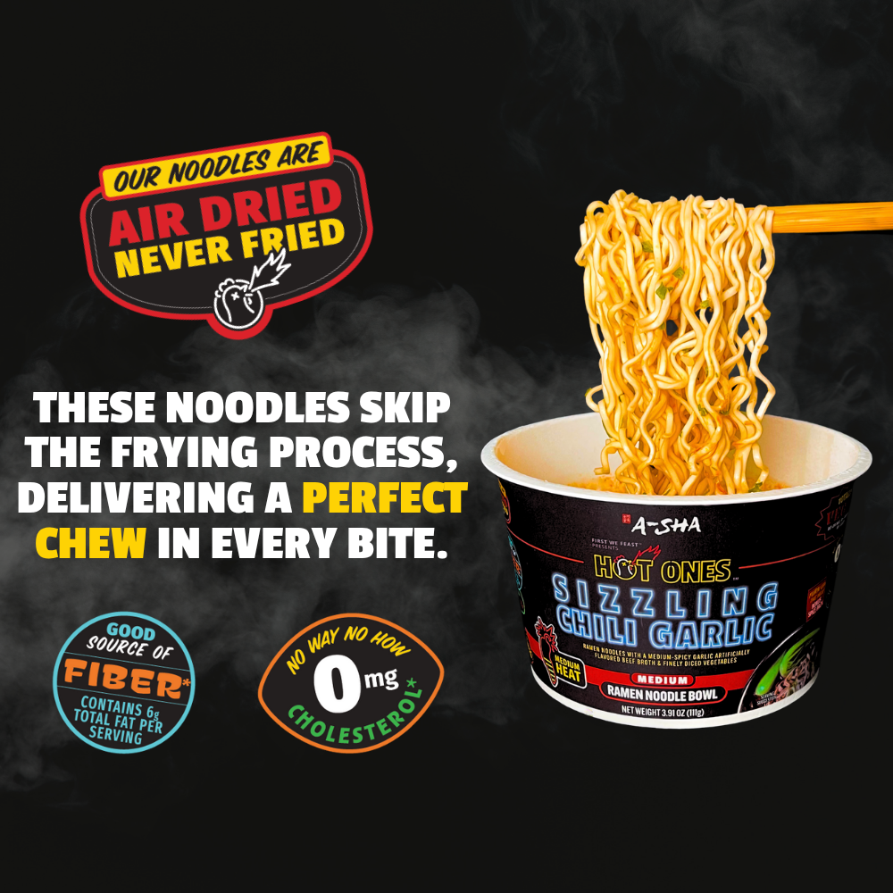 A-Sha x Hot Ones Sizzling Chili Garlic Noodles - Easy Noodle Night Favorite